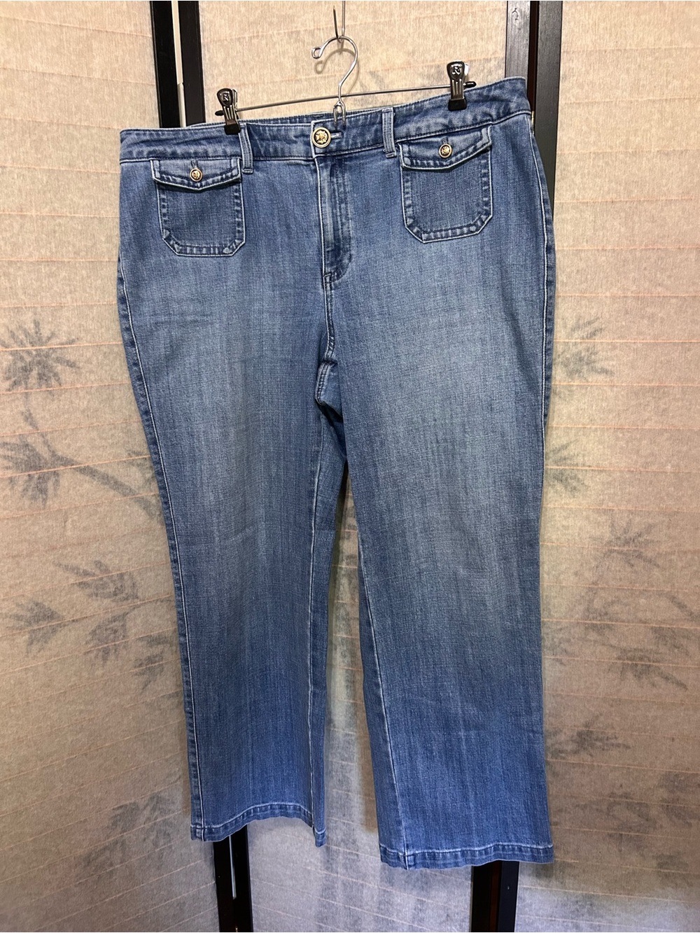 Talbots Classic Jean Trouser Straight Leg Jeans High Rise Patch Pockets Sz 16